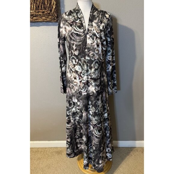 Soft Surroundings Naima Dress M Medium Long Sleeve Maxi Stretch Multi Floral NEW - Picture 12 of 16